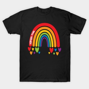 LGBTQIA+ Pride Rainbow with hearts T-Shirt